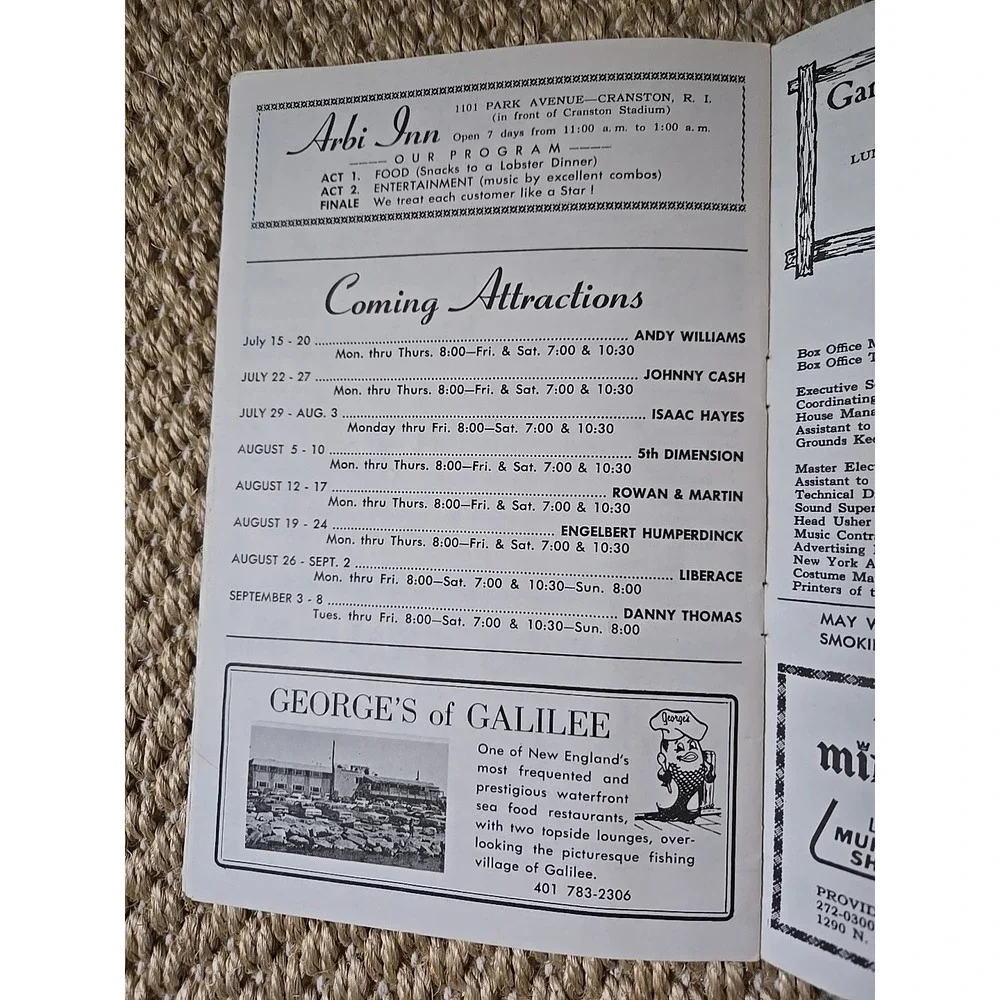Rare Joan Rivers/John Davidson Warwick Musical Theatre RI Program 7/8-7/13, 1974
